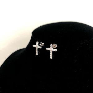 925 Sterling Silver Cross Earrings with CZ
